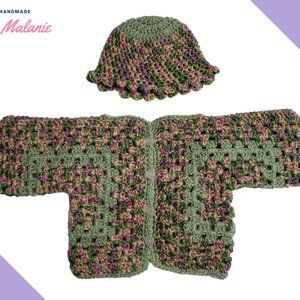 Handmade crochet set great for baby shower gift.